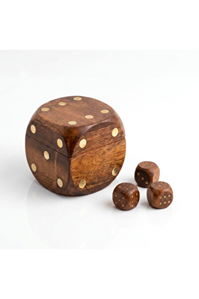 Palma homez Premium Dice Set Indian Mango Wood with Brown Wooden Box & Golden...