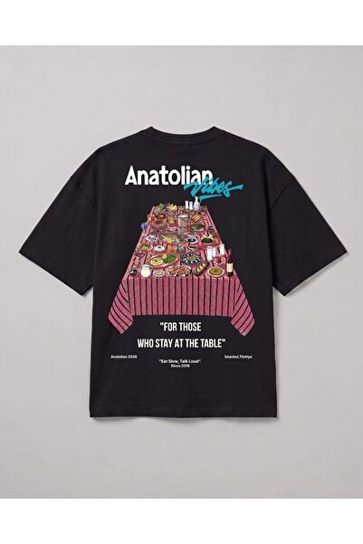 gothamvibes Erkek Anatolian Oversize Siyah Premium T-Shirt