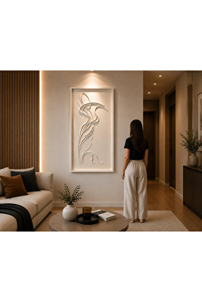DEKORVATUAR 3 Boyutlu Kabartmalı Duvar Tablosu 50x100 cm Modern Dekoratif Açı...