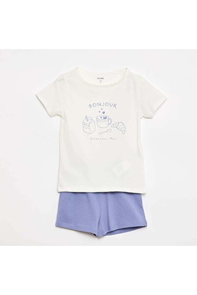 KIABI T-shirt and Shorts Pajama Set - 2 Pieces WHITE