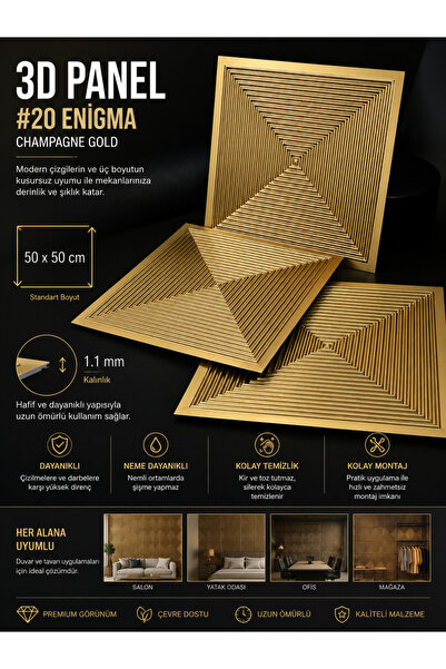 CraftWallDecor ENIGMA 3D DUVAR PANELİ BOYANABİLİR ( ÖLÇÜ : 50*50 cm / 4 adet:...