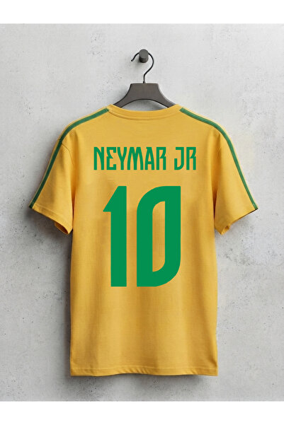 MAGORS Neymar Brezilya Forması Baskılı Unisex Oversize Kesim Bisiklet Yaka Br...