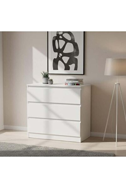 Palma homez Modern 3-Drawer Nightstand – White 80 x 48 x 79 cm