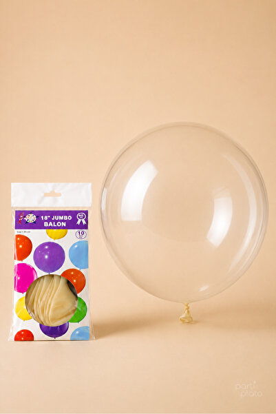 HBK Balon HBK Lateks Şeffaf Balon 18 İnç 45 cm 10 Adet, Büyük Boy Transparan ...