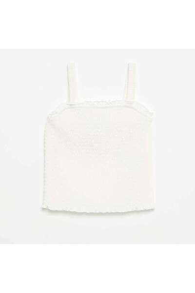 KIABI Smocked Strappy T-shirt WHITE