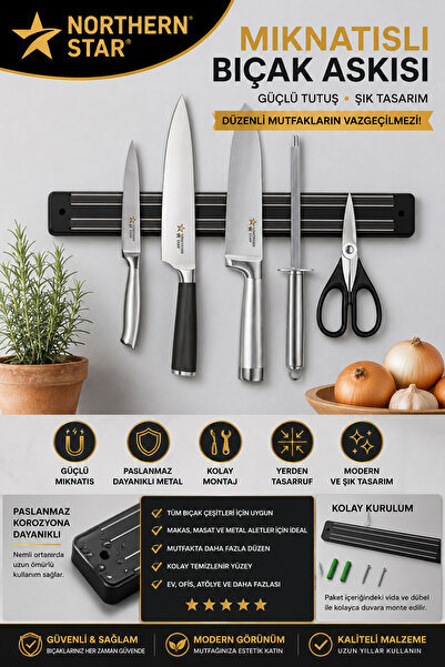 Northern Star Şık Bıçak Yapıştırma Mıknatısı Duvara Monte Metal Mıknatıslı Bı...