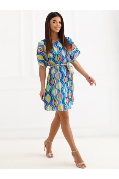 Italy Moda Γυναικείο Φόρεμα, ITALY MODA, Πολυεστέρας, Ίσια γραμμή, Μπλε, μοντ...
