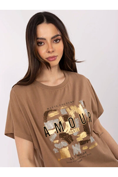 CALİMERA Bluza Dama, Calimera, Bumbac, Maneca scurta, Maro deschis, model CLM...