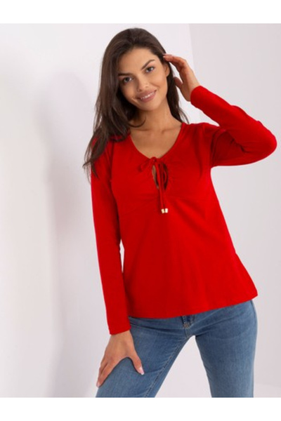 rue parıs Bluza Dama Maneca lunga, Guler inalt, RUE PARIS, Rosu Eleganta Offi...