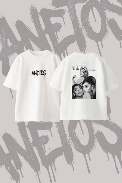 Anetos Ariana Grande_41 Design Back Printed Cotton White Oversize T-Shirt