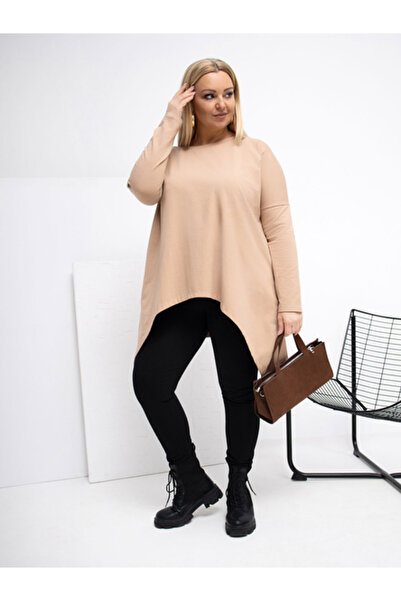 Relevance Bluza Dama Lunga, Guler inalt, RELEVANCE, Bej inchis Casual Model R...