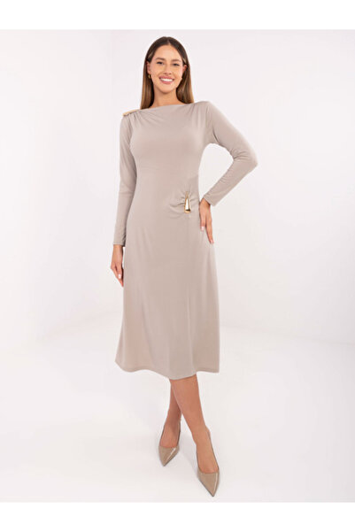 Italy Moda Rochie Dama, ITALY MODA, Bumbac, Alta croiala, Bej, model IT-SK-21...