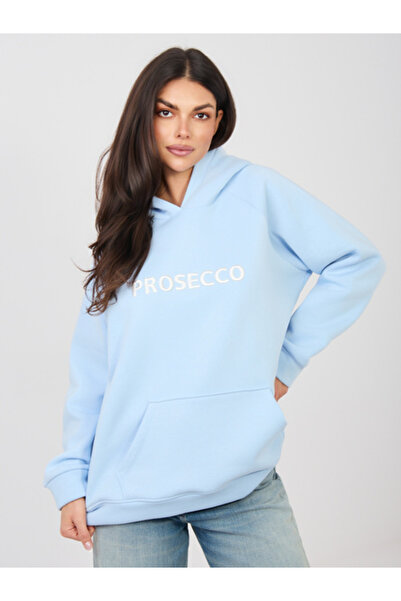 rue parıs Women's Sweatshirt, RUE PARIS, Cotton, Long Sleeve, Light Blue, mod...