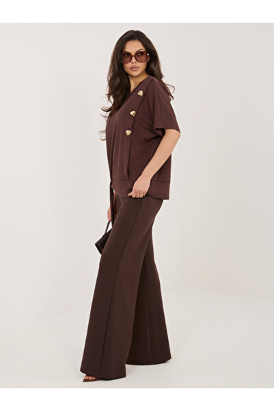 Relevance Women's Suit, RELEVANCE, Viscose, Short Sleeve, Dark Brown, model R...