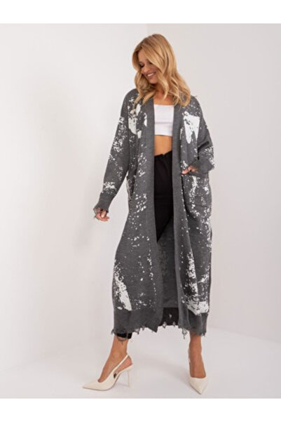 BADU Cardigan Dama, BADU, Acril, Maneca lunga, Gri inchis, model BA-SW-14105.27