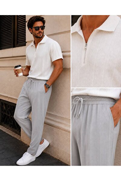 WENMİNG Men's Ottoman Fabric Summer Top and Bottom Set