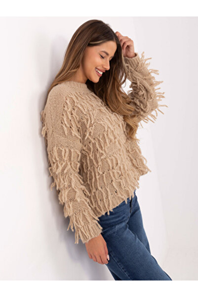 rue parıs Women's Sweater, RUE PARIS, Acrylic, Long Sleeve, Beige, model MI-S...
