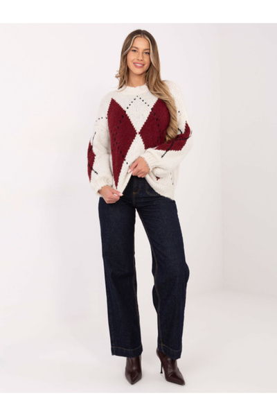 Italy Moda Women's Sweater, ITALY MODA, Acrylic, Long Sleeve, Ecru, model MI-...
