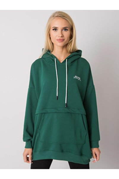Relevance Women's Sweatshirt, RELEVANCE, Cotton, Long Sleeve, Dark Green, mod...