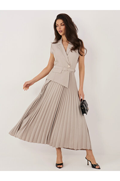 rue parıs Rochie Dama, RUE PARIS, Poliester, Rochie evazata, Bej inchis, mode...
