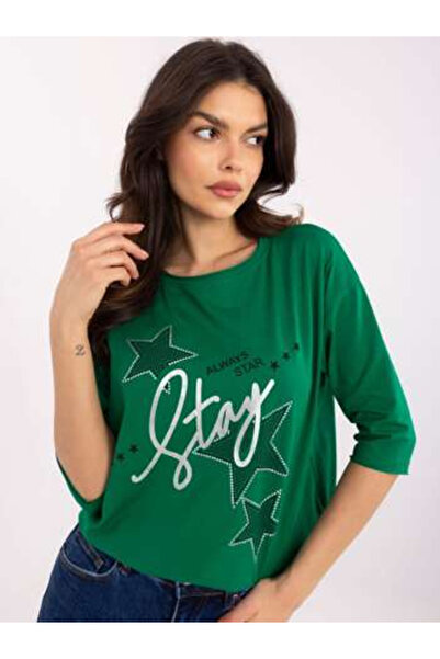 CALİMERA Women's Blouse, Calimera, Cotton, 3/4 Sleeve, Green, model CLM-BZ-00...
