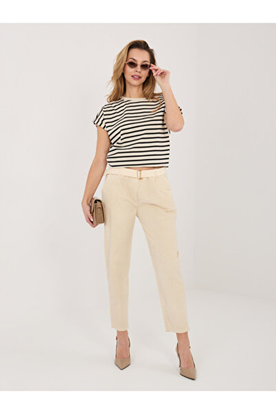 Italy Moda Women's Pants, ITALY MODA, Cotton, Light Beige, model IT-SP-242979.90