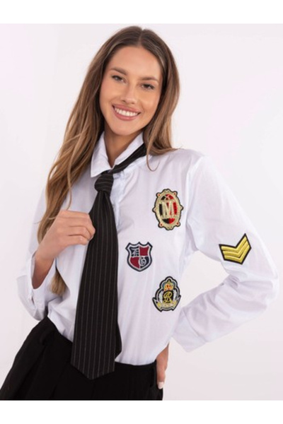 Italy Moda Camasa Dama Maneca lunga, Guler inalt, ITALY MODA, Alb de Petrecere