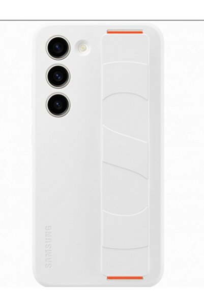 Samsung Husă originală din silicon cu aderență și curea S23 Kabura Cover albă