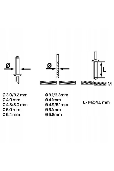 NEO Tools Pistola de nituit pentru nituri din oțel și aluminiu 3.2/4.0/4.8/6....