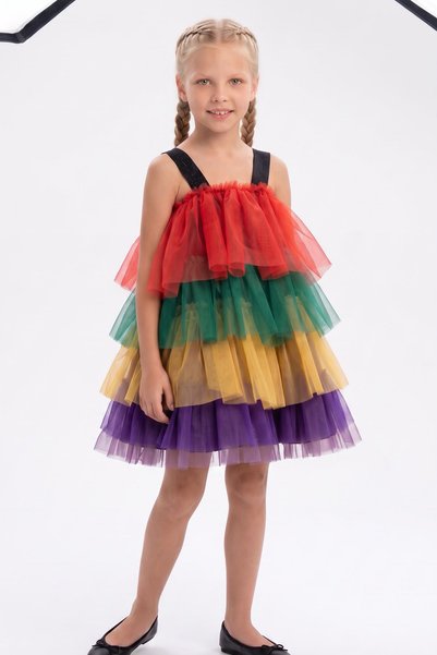 Colorinas Rochie de prințesă tutu colorată pentru fete Twinkly