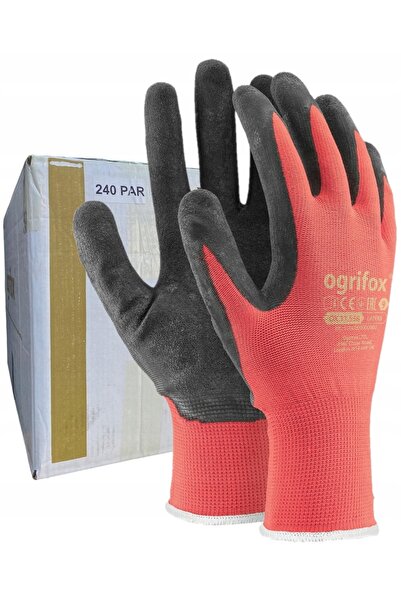 OGRIFOX Mănuși de protecție din latex roșu OX RTELA 120 perechi