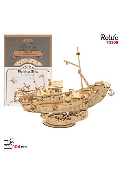 Rolife TG308 Balıkçı Teknesi Fishing Ship DIY Minyatür Maket Model Ahşap 3D W...