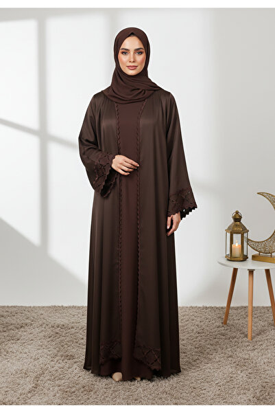 Nukhbaa Elegant Brown Abaya with Matching Inner-2P850