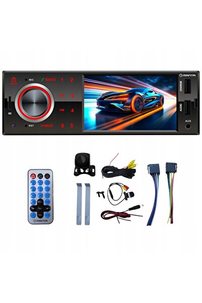 MANTA RADIO AUTO RADIO PLAYER CAMERA MARCARE INVERSĂ BT AUX USB 1DIN 4x50W MP3
