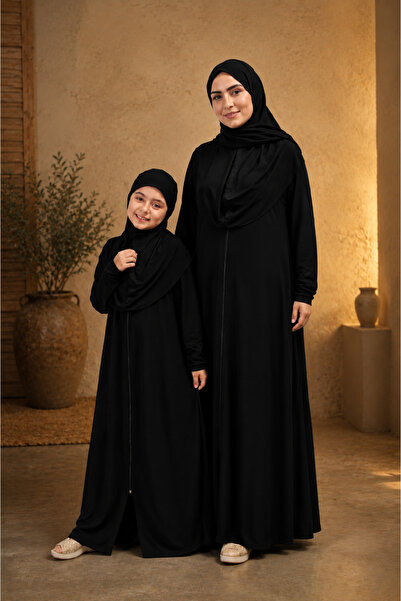 Defkay Mother-Daughter Hijab Summer Fabric Prayer Dress Set