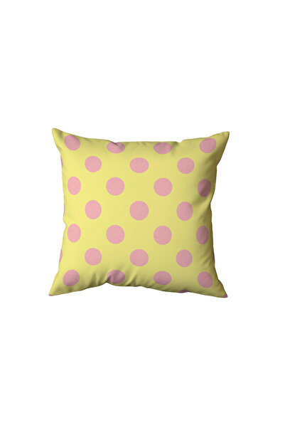 Beramussa Yellow Pink Polka Dot Pillow, Gift