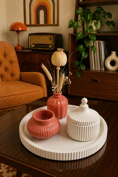 Zigzag Home Decorative Bohemian Style 4-Piece Vase Set Striped Tray Striped V...