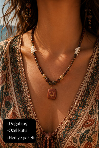 HER ŞEY NOTA www.herseynota.com Natural Stone Root Chakra Symbol Embellished ...