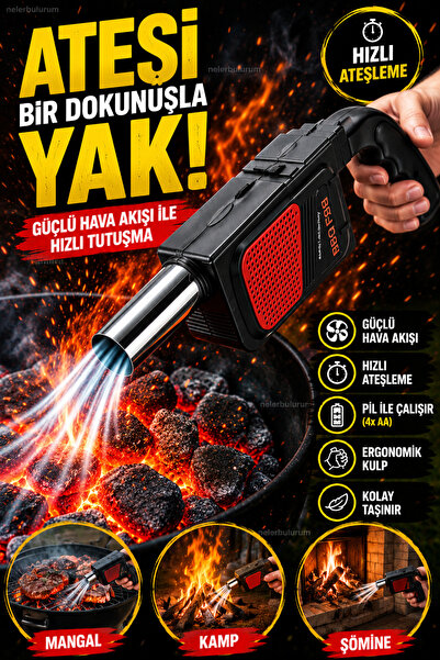 nelerbulurum Pilli Barbekü Mangal Fanı – Güçlü Hava Üfleyici, Mangal, Kamp, Ş...