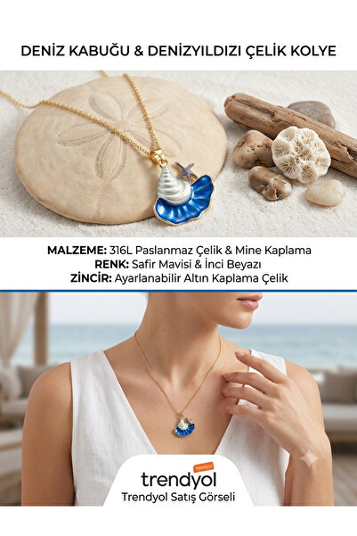 Denizyıldızlı ve deniz kabuklu kolye