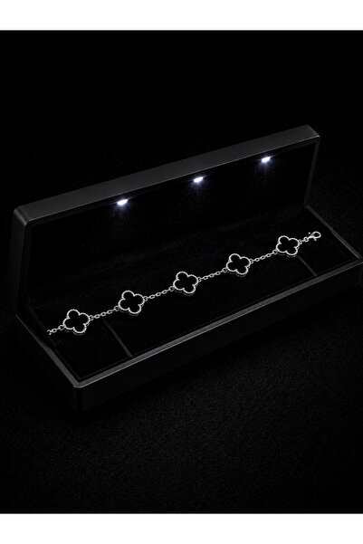 Nutly Accessories Işıklı Kutuda Çelik Yonca Model Bileklik Paslanmaz Çelik Za...