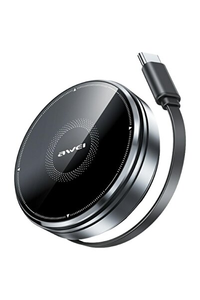 AWEI Încărcător wireless magnetic W27 15W USB-C pentru iPhone, Negru