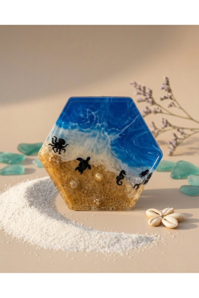 Handmade Ocean Whisper – Marine Series Handmade Epoxy Hexagonal Coaster