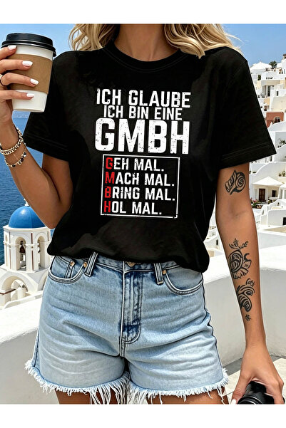 LİNA06 تي شيرت نسائي بطباعة عبارة "Ich Glaube Ich Bin Eine"، بلوزة مضحكة بتصم...