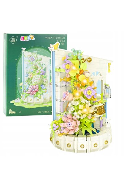 LeanToys Blocuri de construcție Compoziție florală cu turn cu lumini LED 632 ...