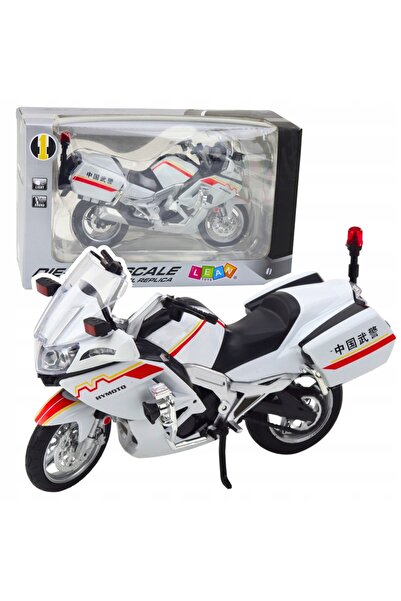 LeanToys Motocicletă metalică cu lumini și sunete, alb, roșu, galben, EL 1:12