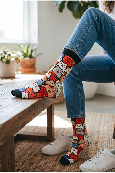 Jollygoody Socks Kedili Bambu Çorap unisex bambu nefes alabilen terletmez dik...