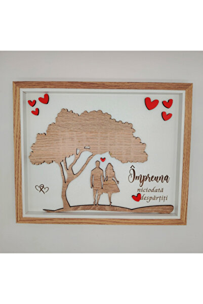 CREATIVITATEPLUS Tablou din lemn si mdf Cuplu, cu suport lemn, 27x22cm