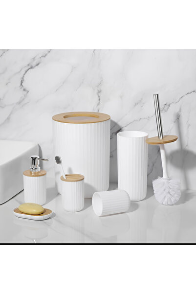 varioshop ®   Σετ αξεσουάρ μπάνιου, 6 τεμάχια, για οργάνωση, με διανομέα σαπο...