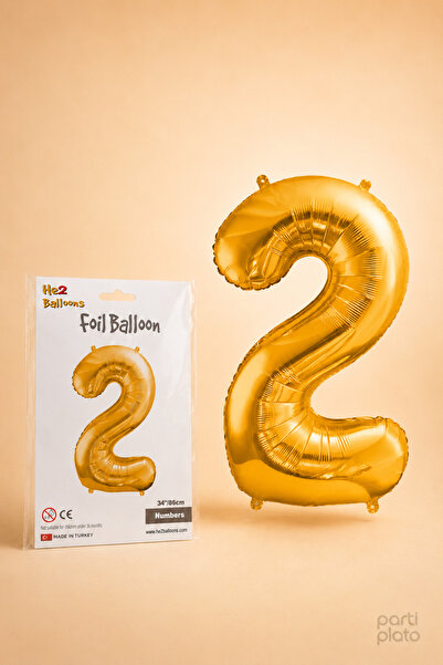 He2 Balloons Gold Foil Balloon Number 2, 86 Cm, Helium Compatible Gold Color ...